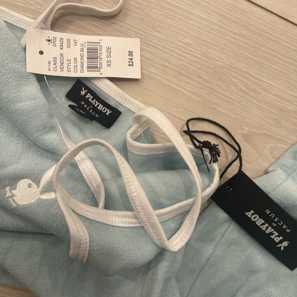 Playboy X Pacsun baby blue top & skirt set - Picture 3 of 4